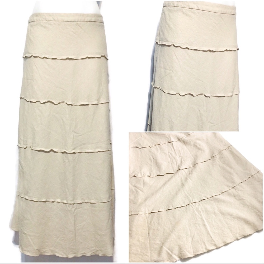 Classy Linen Rayon Blend Ruffle Accent Skirt SZ 8